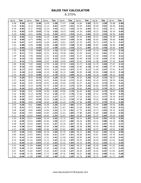 8.375% Sales Tax Calculator Business Form Template