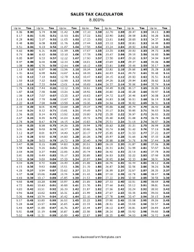 8.8% Sales Tax Calculator Business Form Template