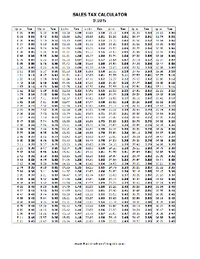 9.5% Sales Tax Calculator Business Form Template