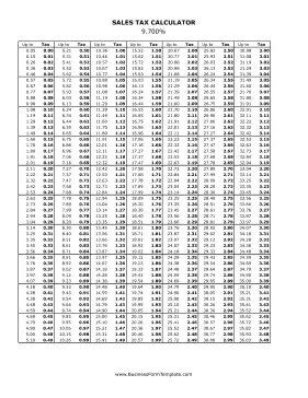 9.7% Sales Tax Calculator Business Form Template