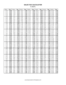 9.9% Sales Tax Calculator Business Form Template