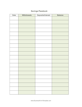 Savings Passbook Business Form Template