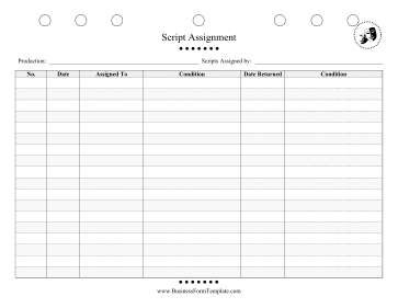 Script Assignment Tracker Business Form Template