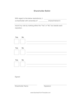 Shareholder Ballot Business Form Template