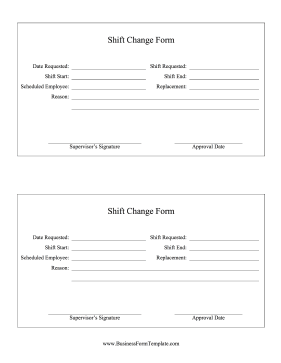 Shift Change Form Business Form Template