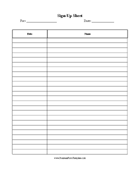 Sign Up Sheet Business Form Template