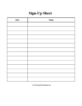 Sign Up Sheet Name and Date Business Form Template