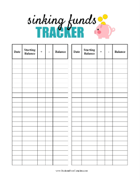 Sinking Funds Tracker Business Form Template