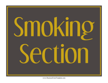 Smoking Section Sign Business Form Template