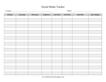 Social Media Tracker Business Form Template