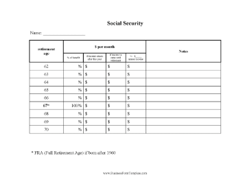 Social Security Options Planner Business Form Template