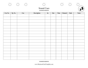 Sound Cues Sheet Business Form Template