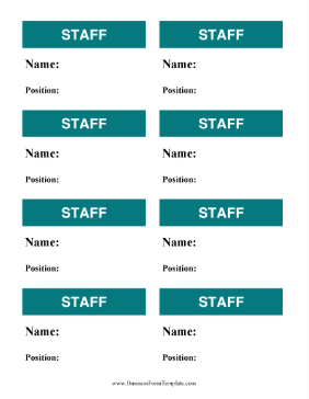 Staff Member Badges Business Form Template