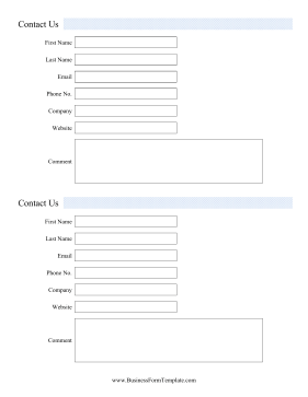 Standard Contact Form Business Form Template