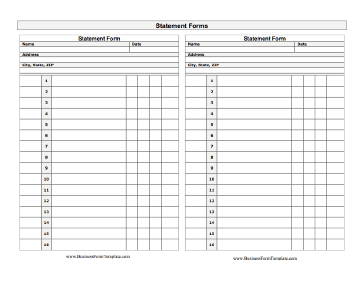 Statement Form Business Form Template