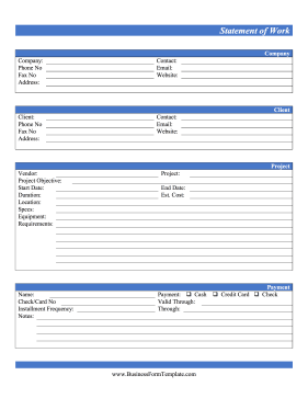 Statement of Work Business Form Template