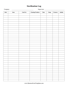 Sterilization Log Business Form Template