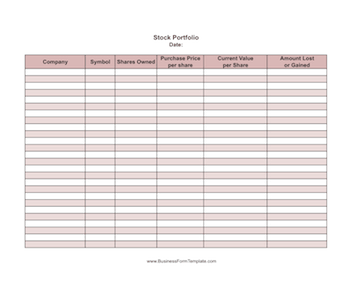 Stock Portfolio Business Form Template