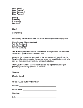Stop Payment Check Recipient Business Form Template