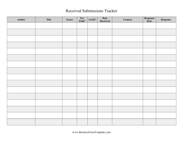 Submission Tracker Received Business Form Template