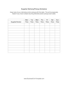 Supplier Schedule Business Form Template