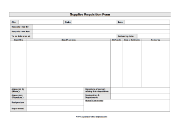 Supplies Requisition Form Business Form Template