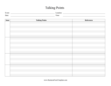 Talking Points Business Form Template