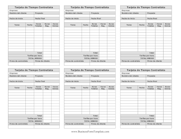 Tarjeta De Tiempo Contratista Miniatura Business Form Template