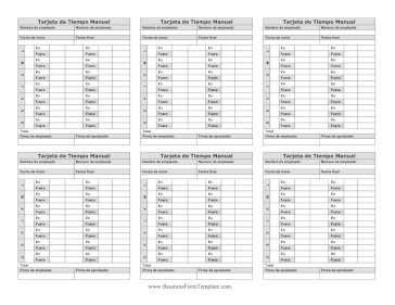 Tarjeta De Tiempo Manual Miniatura Business Form Template