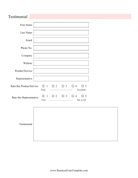 Testimonial Form Business Form Template