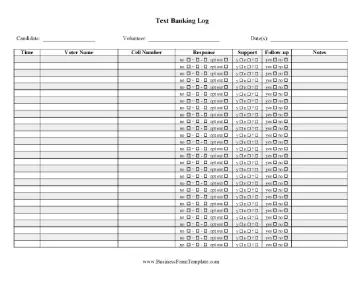 Text Banking Log Business Form Template