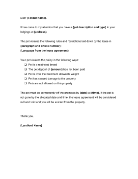 Unauthorized Pet Notice Business Form Template