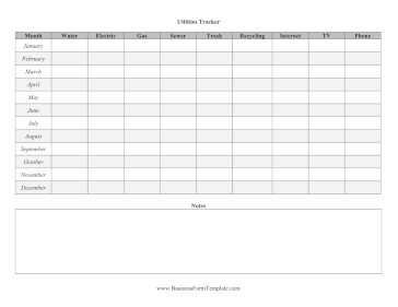 Utilities Annual Use Tracker Business Form Template