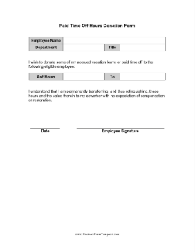 Vacation Hours Coworker Donation Form Business Form Template