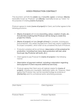 Video Production Contract Business Form Template