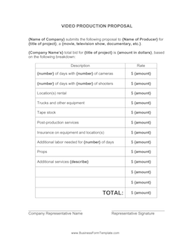 Video Production Proposal Business Form Template