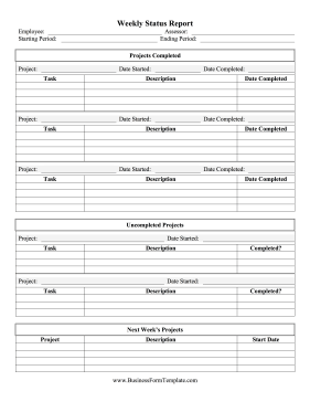Weekly Status Report Business Form Template
