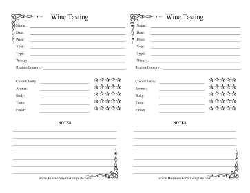 Wine Tasting Log Business Form Template