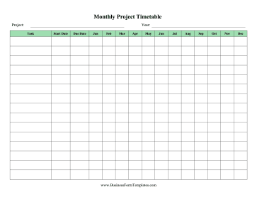 Yearly Project Timetable Business Form Template