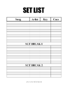Band Set List