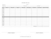 Bi-Weekly Time Card With Approval Business Form Template