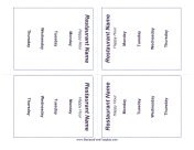 Restaurant Forms Templates