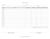 Project Time Card With Approval Business Form Template