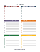 Tax Checklist Business Form Template