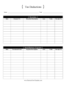 Tax Deductions Business Form Template
